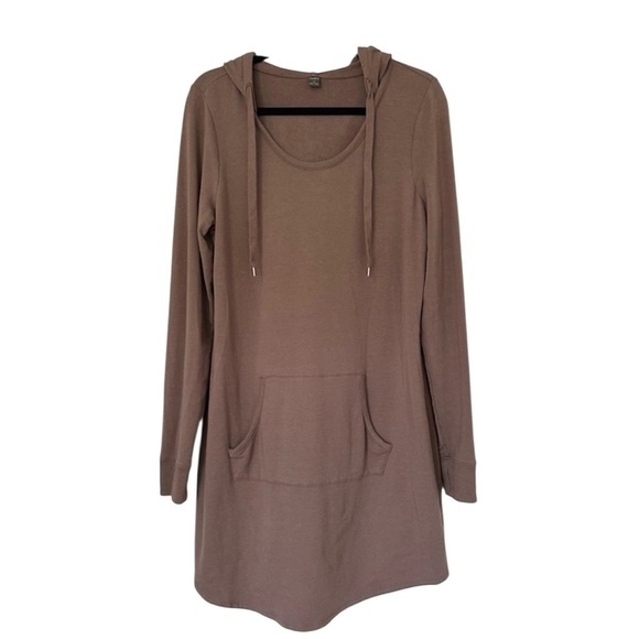 AnyBody QVC Hooded Long Sleeve Lounge Dress Womens Medium Brown - Picture 1 of 6